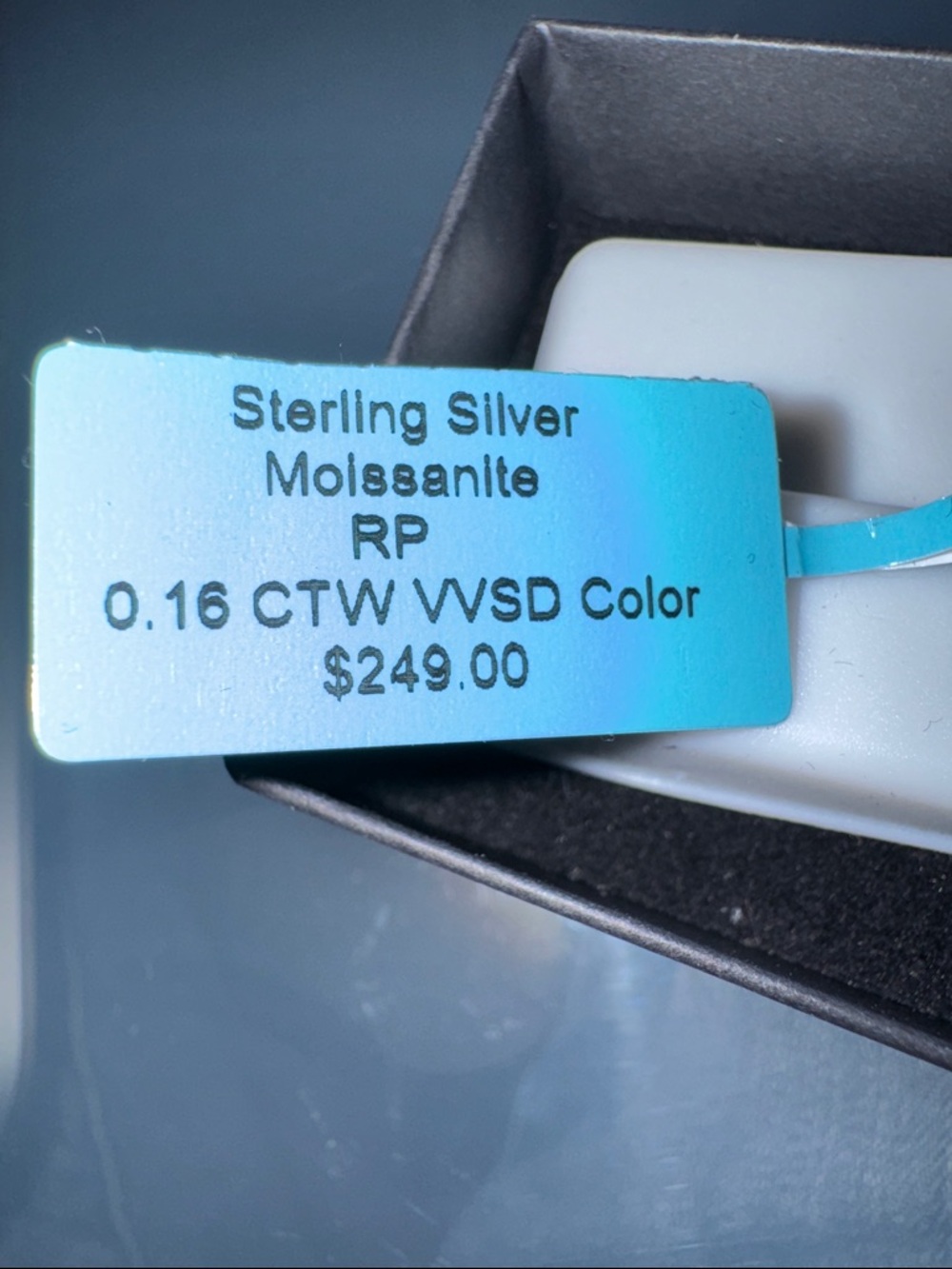 Sterling Silver Moissanite Hoop Earrings - White - Picture 2 of 2
